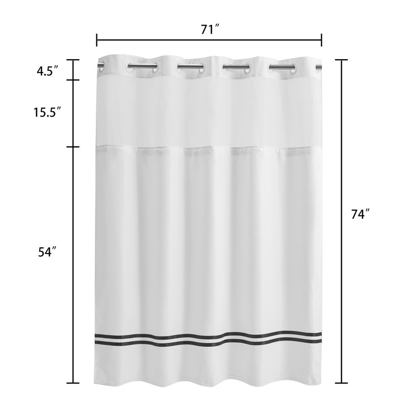 Ebern Designs Lurean Striped Polyester Shower Curtain With SnapIn